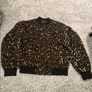 BCBGMaxAzria Leopard-Print Bomber Jacket in Brown and Black
